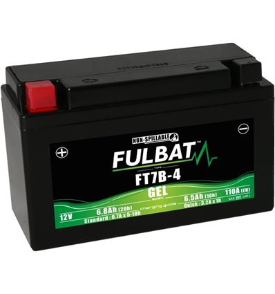 Batteri FT7B-4 GEL, YT7B-4, 12V, 6,5ah, motorcykel, moped m.fl. - 1