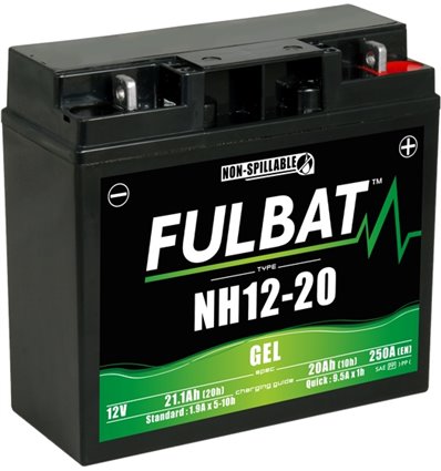 Batteri NH12-20 GEL, SLA12-20, 12V, 20Ah, motorcykel, åkgräsklippare - 1